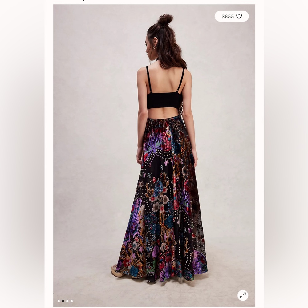 Free People Butterfly Wishes Burnout Velvet Maxi Dress XL - Picture 2 of 9